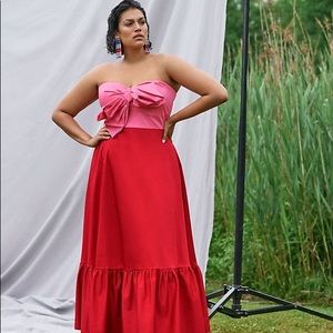 Hutch dress from Anthropologie. Size 16W. Color-blocked Bow-Tie Maxi Dress.